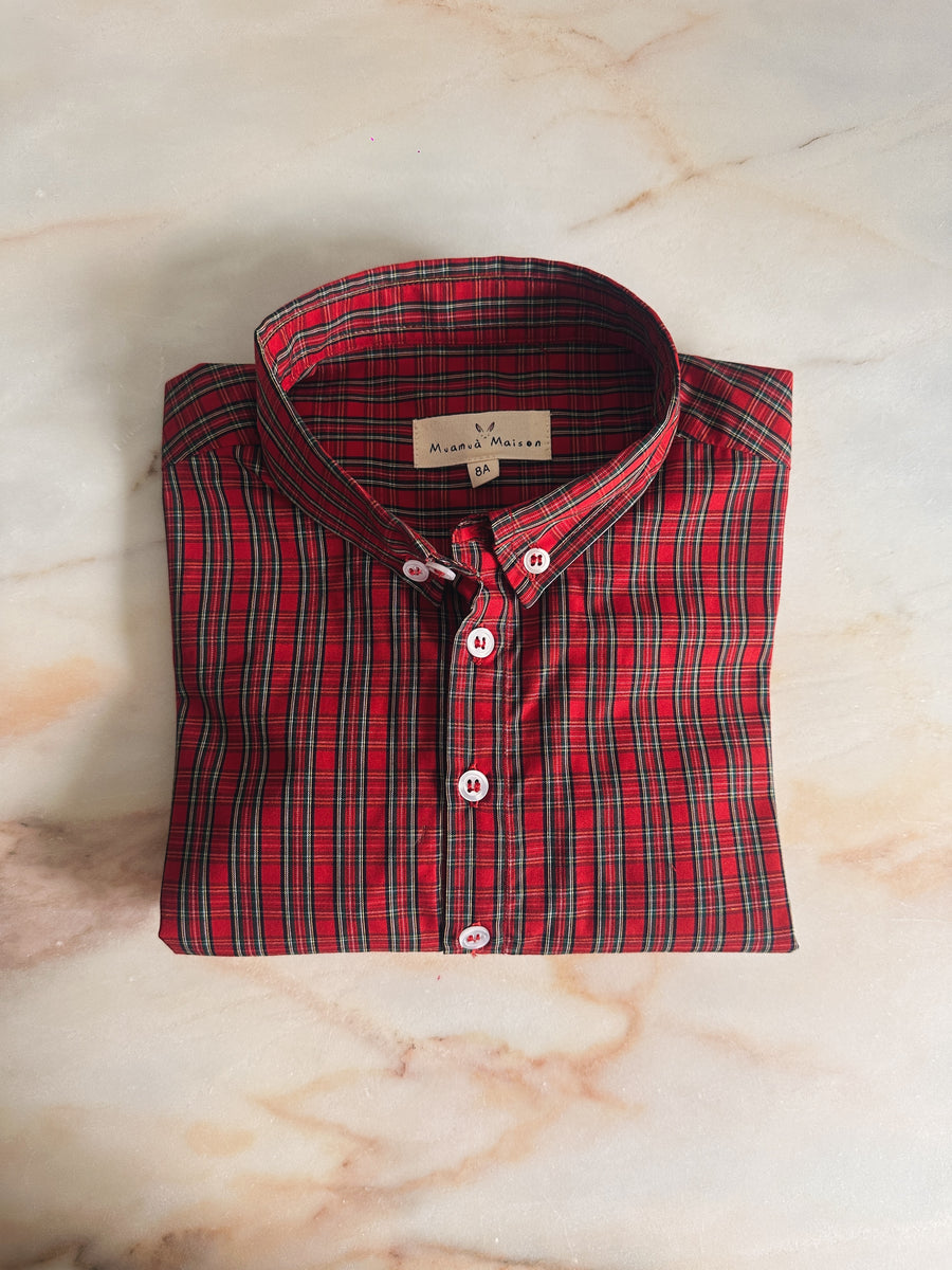 Polera Escocés Popelín Rojo