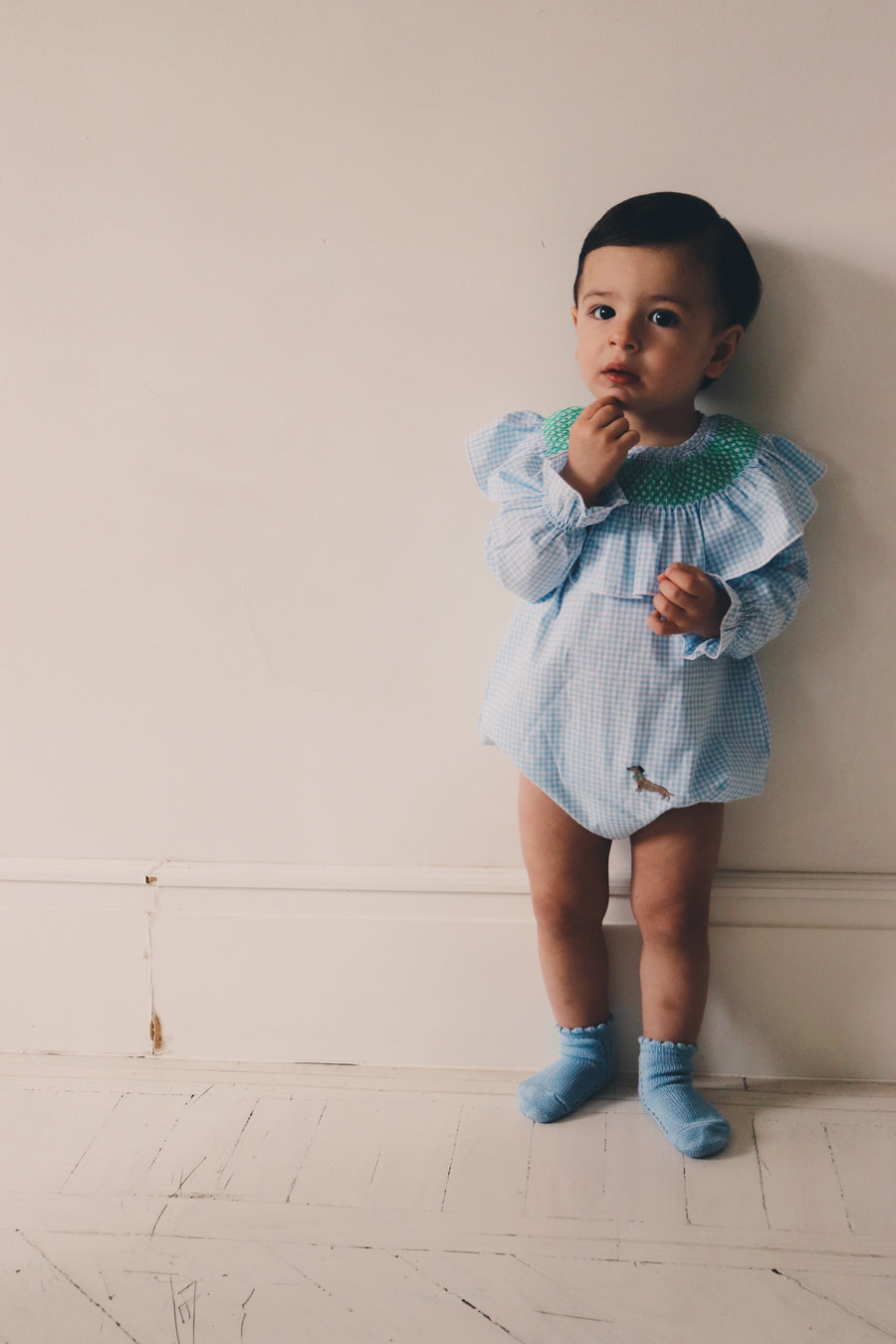 Ranita Smock Vichy Azul Bebé