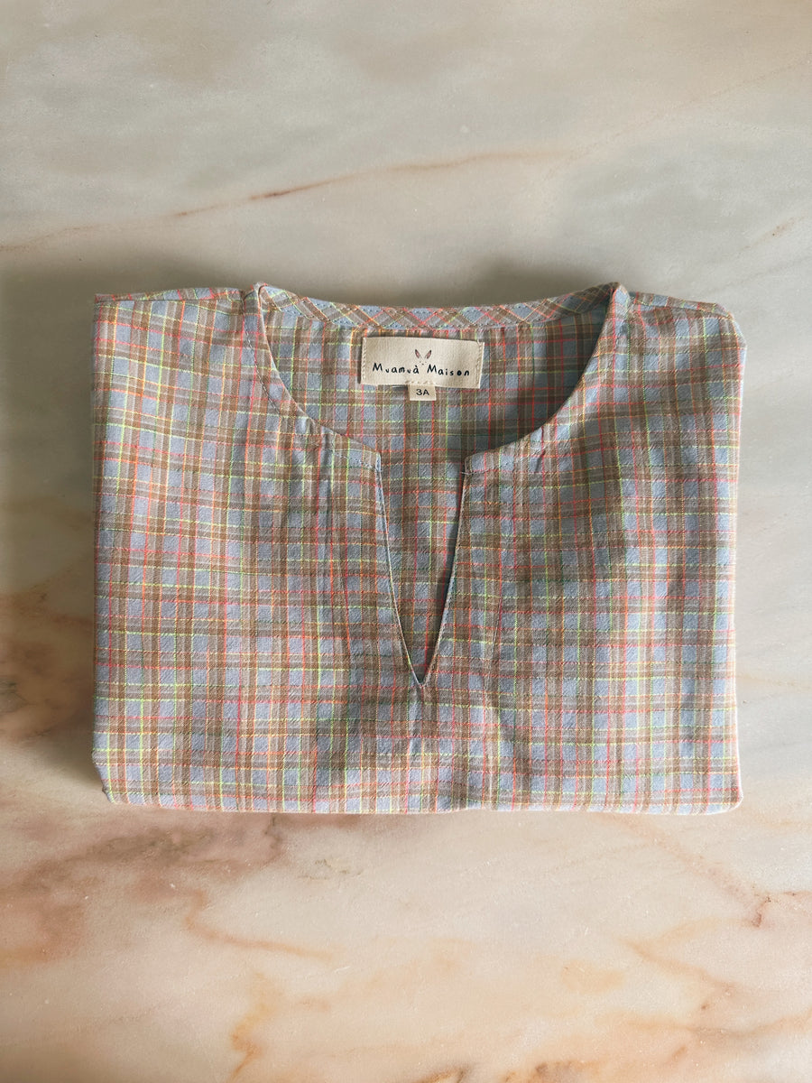Camisa Hippie Cuadros Flúor