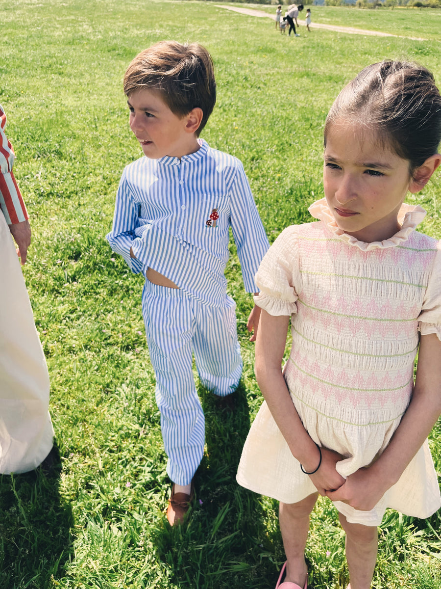 Vestido Gomas Bambula Lino Beige