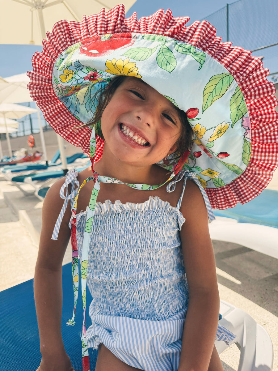 Gorrito Flores Azul Clarito