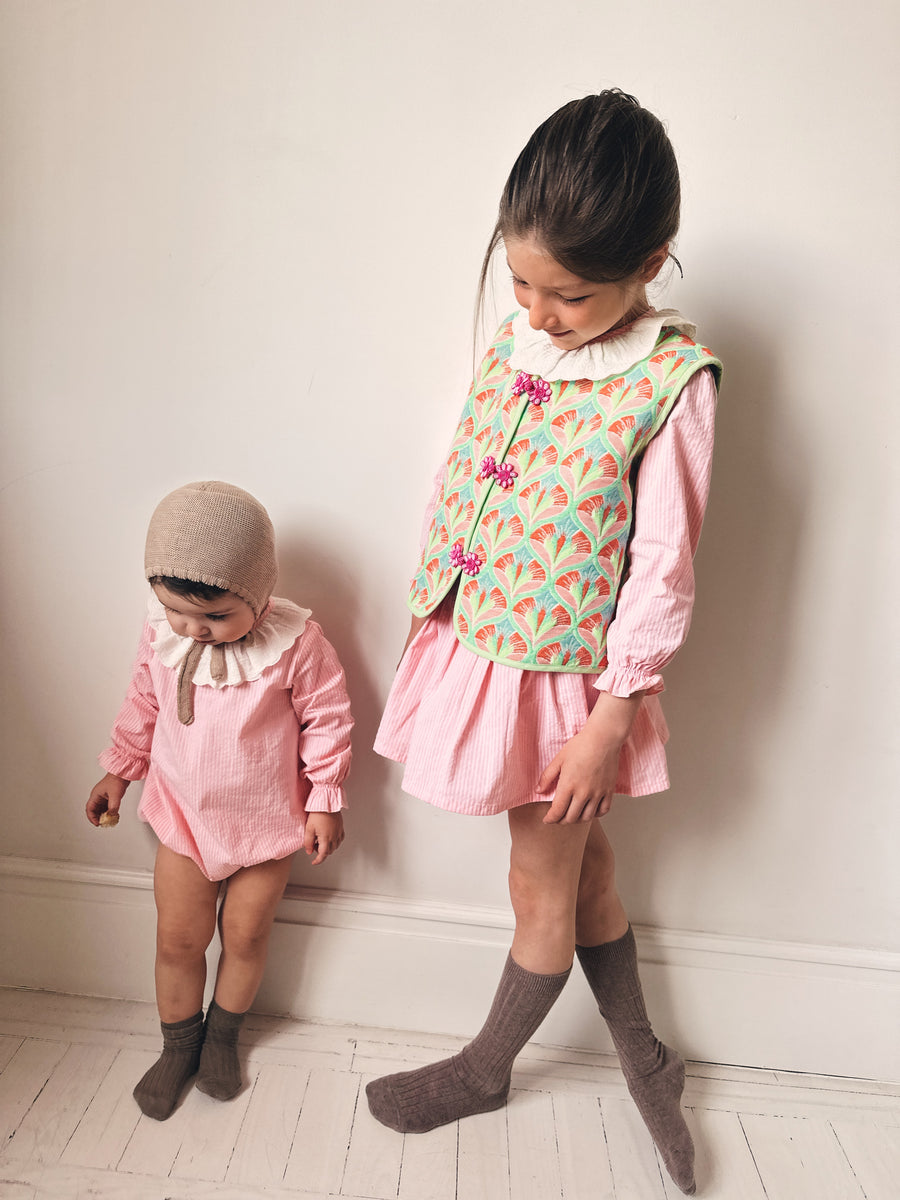 Blusa Puntilla Rayas Rosas