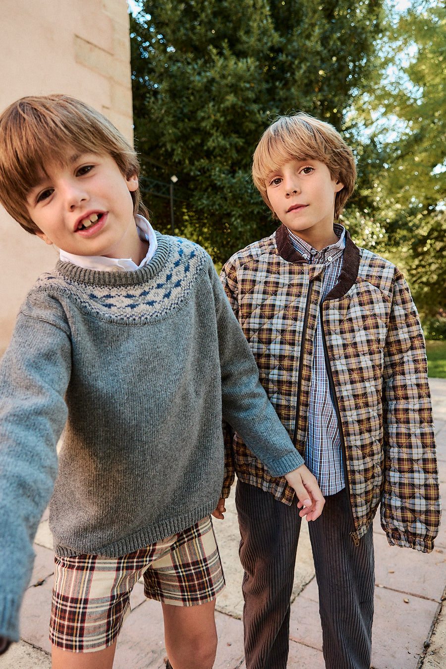 Bomber Niño Cuadros Gris