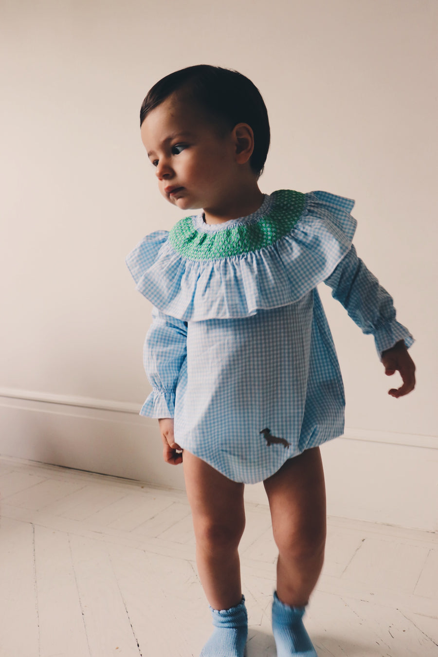 Ranita Smock Vichy Azul Bebé