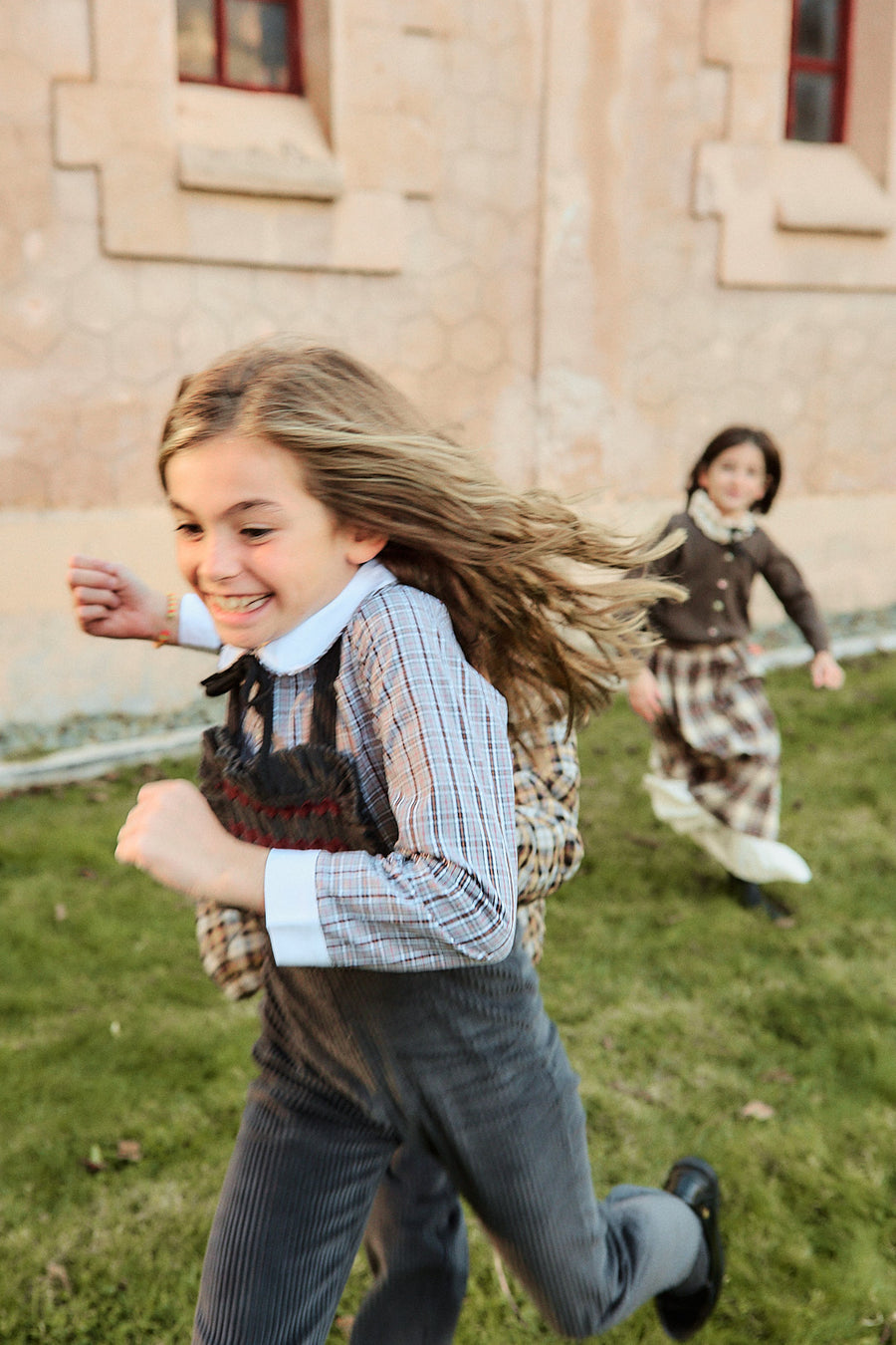 Blusa Vintage Escocés Popelín Gris
