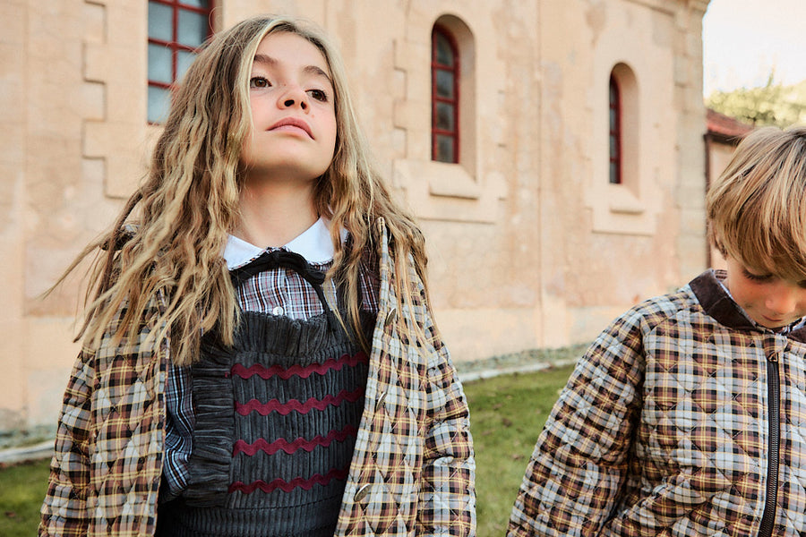 Abrigo Niña Acolchado Gris