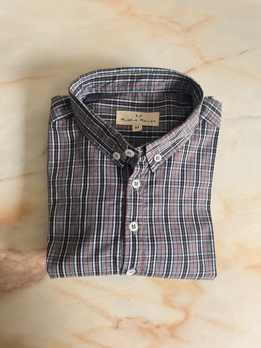 Polera Escocés Popelín Gris