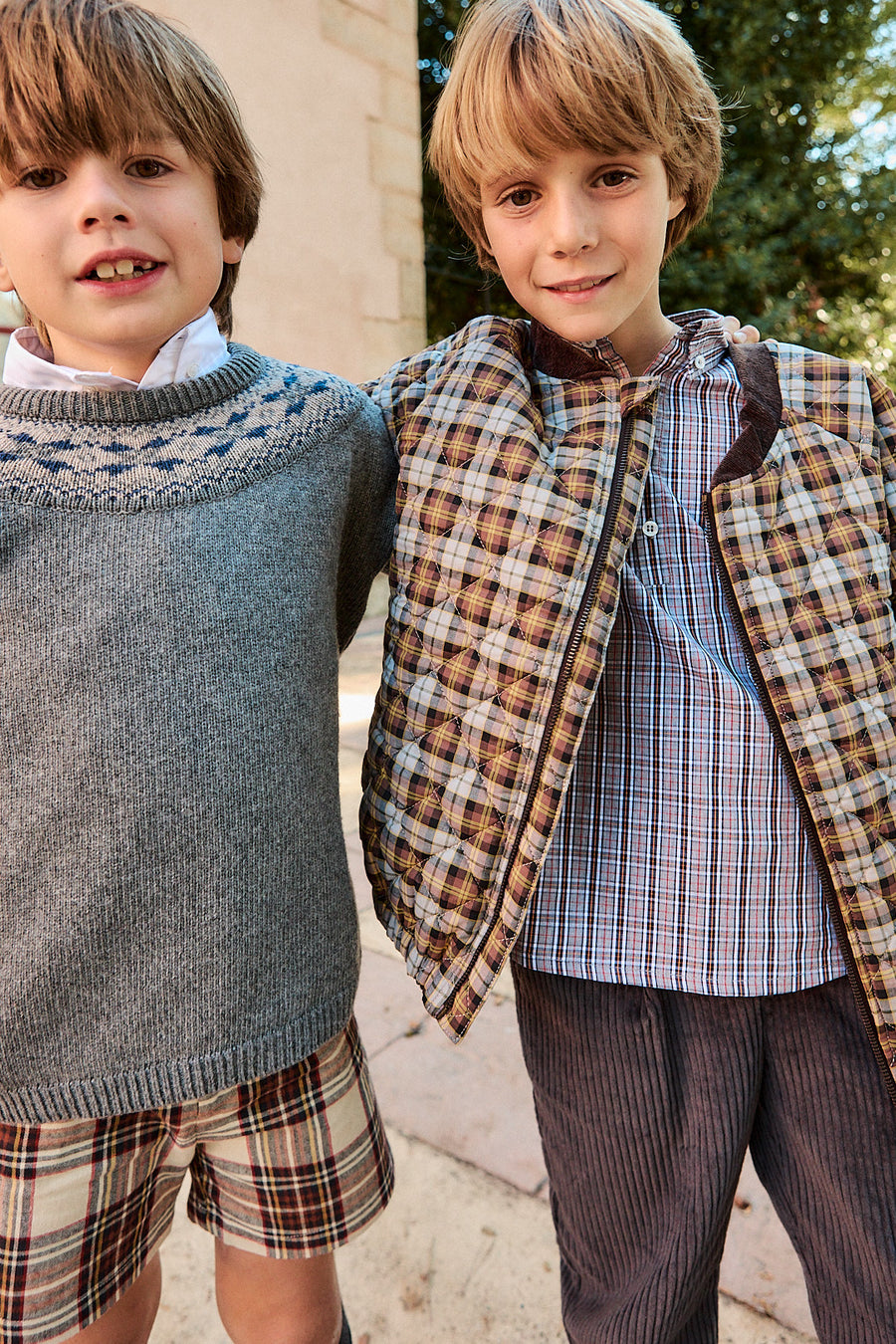 Bomber Niño Cuadros Gris