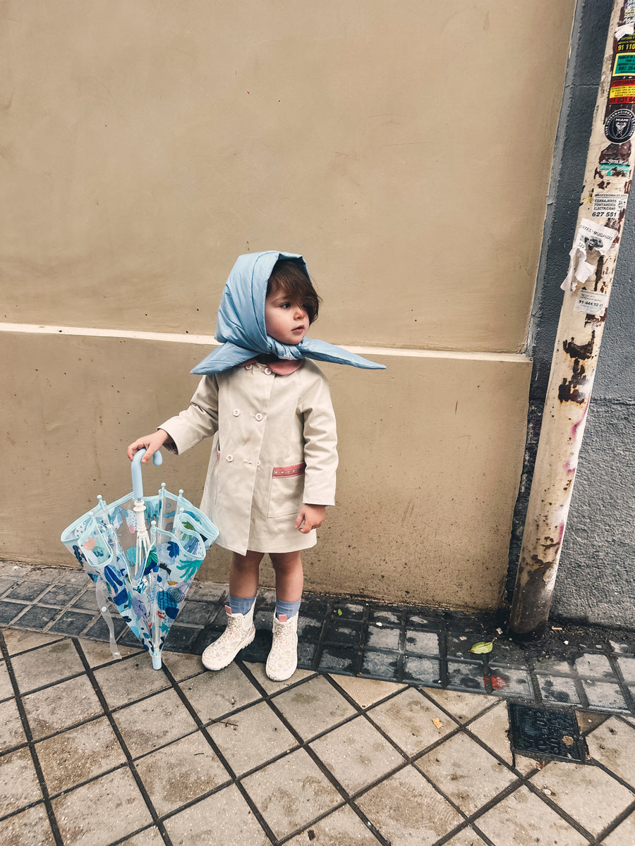 Gabardina Niña Beige y Rosita