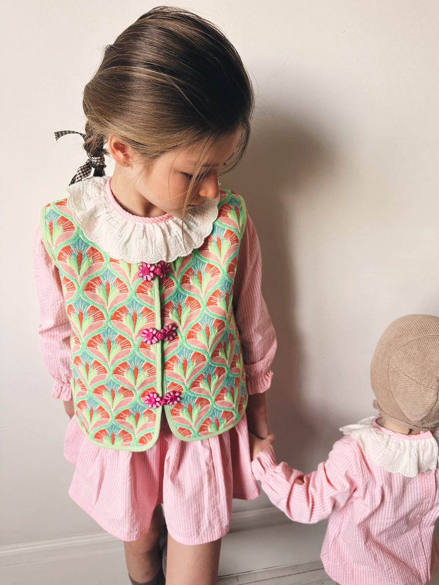 Blusa Puntilla Rayas Rosas