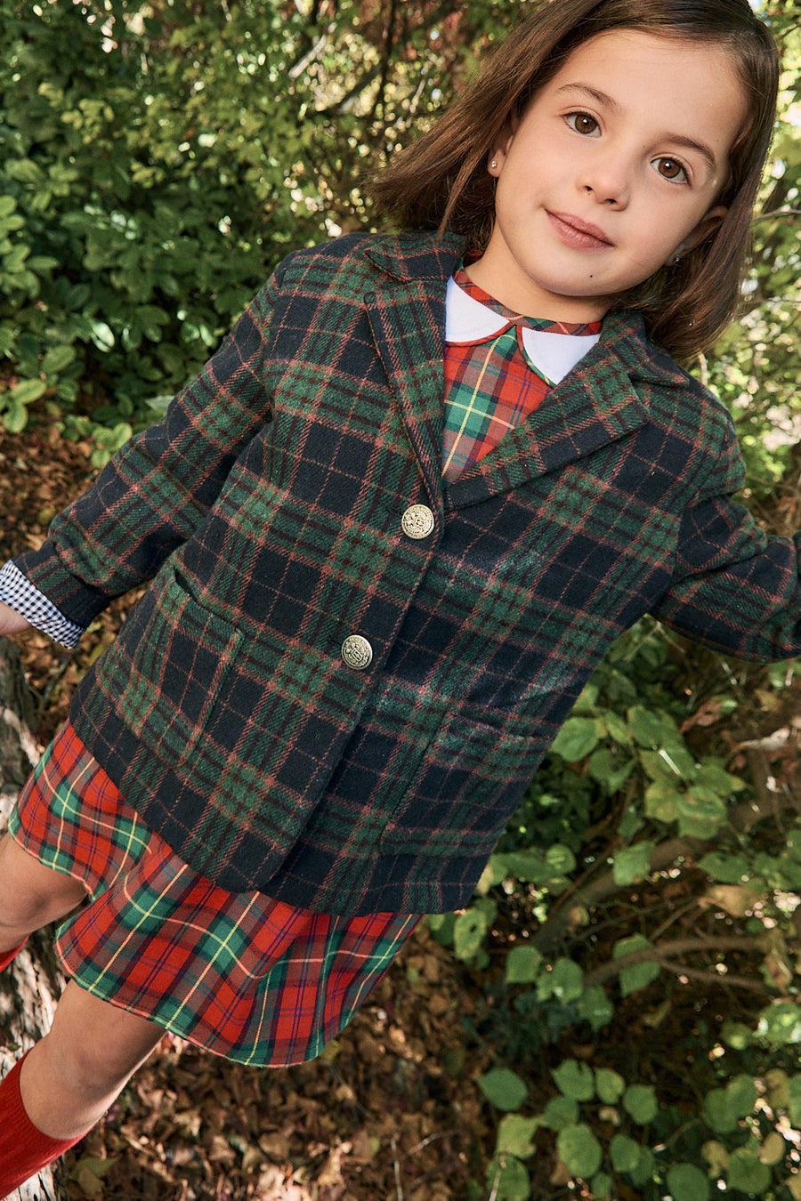 Blazer Niña Cuadros Azul