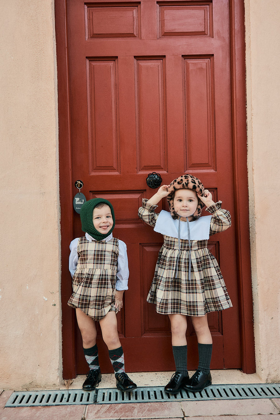 Vestido Baberola Escocés Viyela Marrón