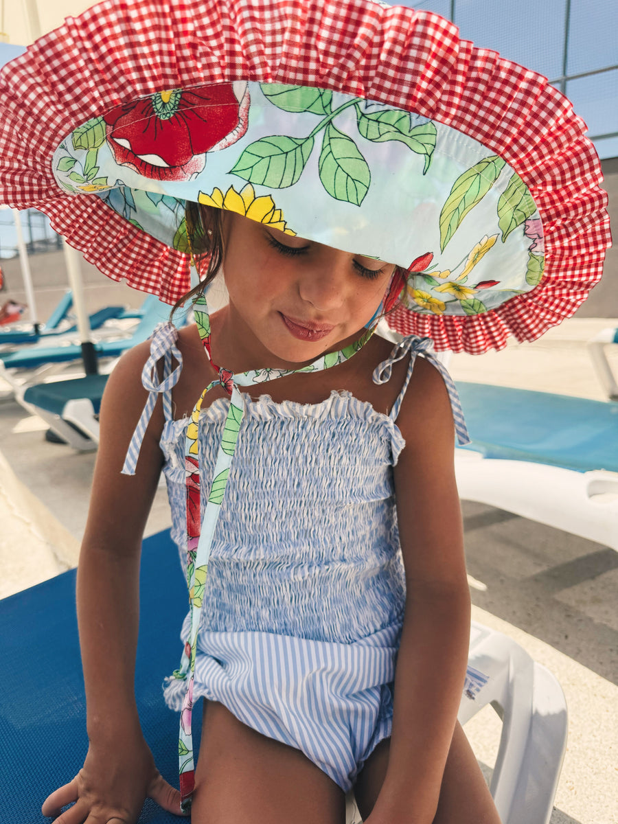 Gorrito Flores Azul Clarito