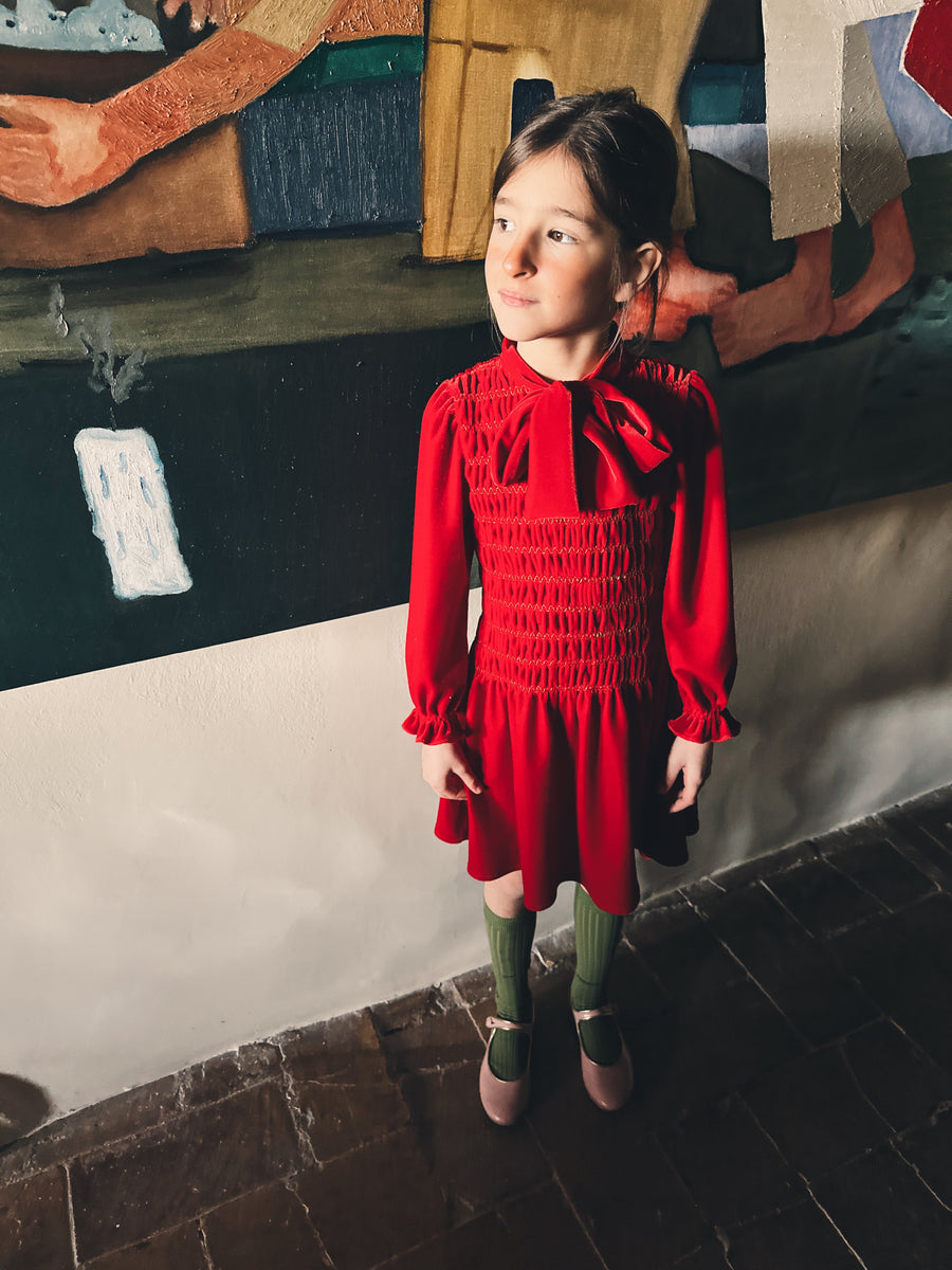 Vestido Gomas Terciopelo Rojo
