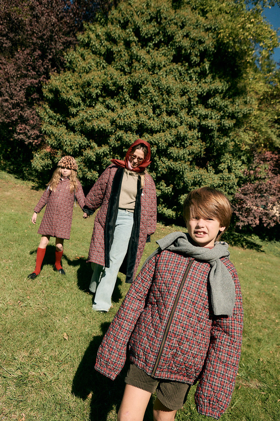 Bomber Niño Cuadros Rojos