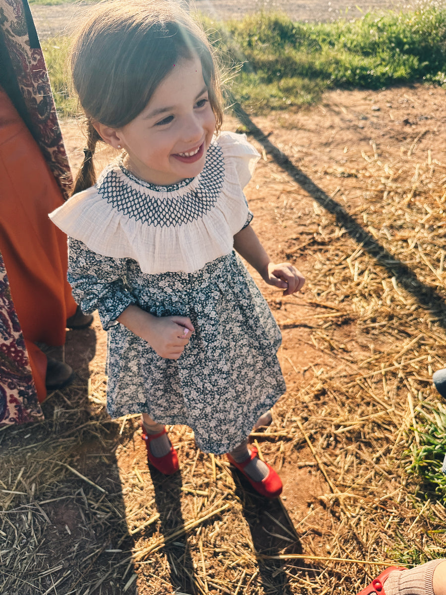 Vestido Vintage Flores Azul