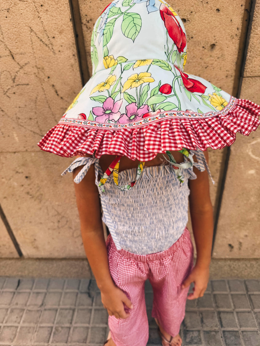 Gorrito Flores Azul Clarito