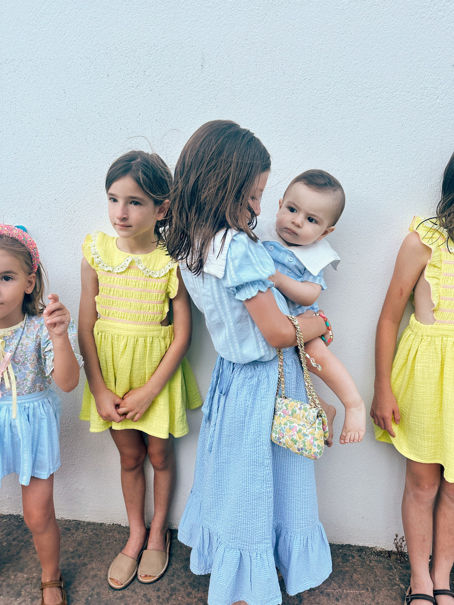 Falda Midi Rayas Azul