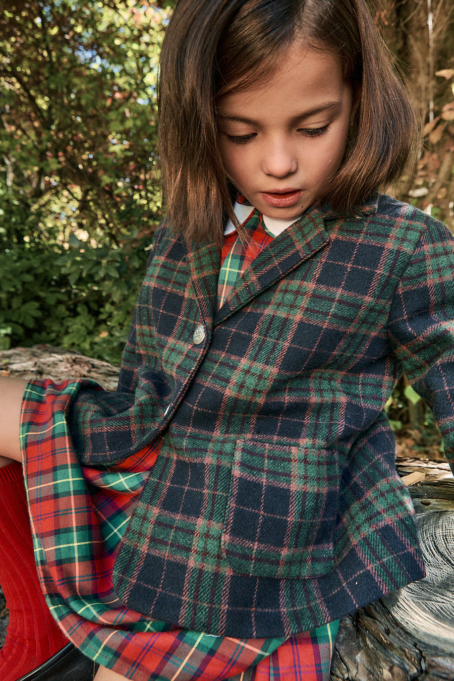 Blazer Niña Cuadros Azul