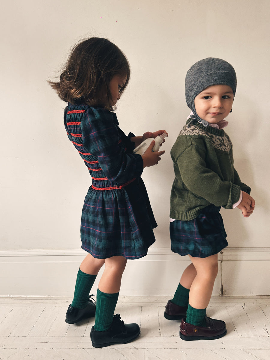 Calcetín alto canalé Verde Botella