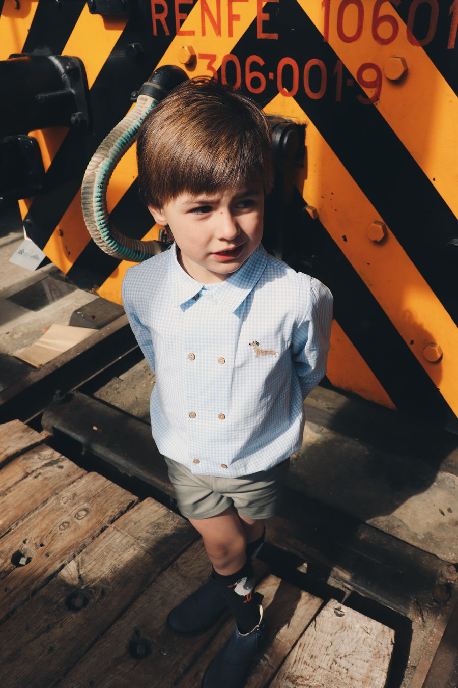 Camisa Babi Vichy Azul Bebé