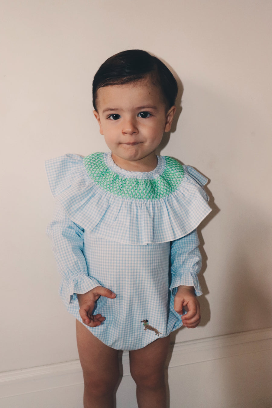 Ranita Smock Vichy Azul Bebé