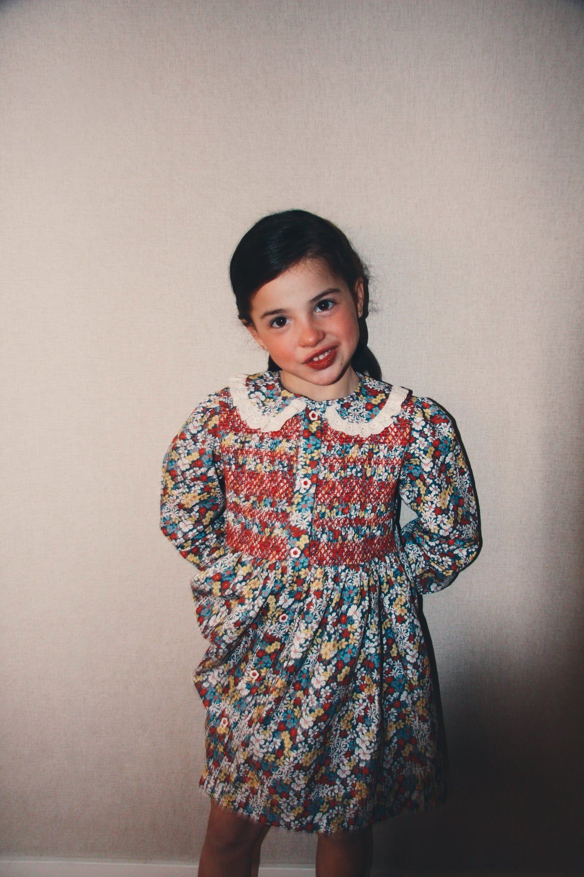 Vestido Camisero Flores Rojas