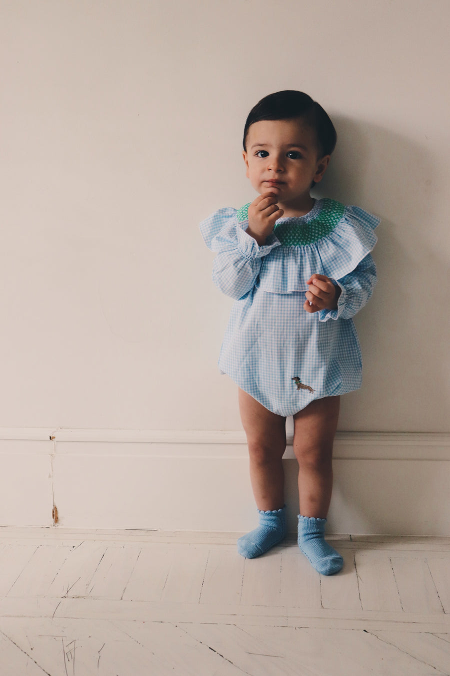 Ranita Smock Vichy Azul Bebé