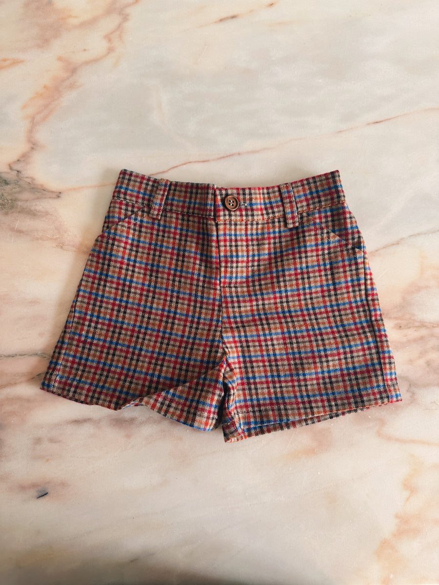 Pantalón Corto Cuadros Multicolor
