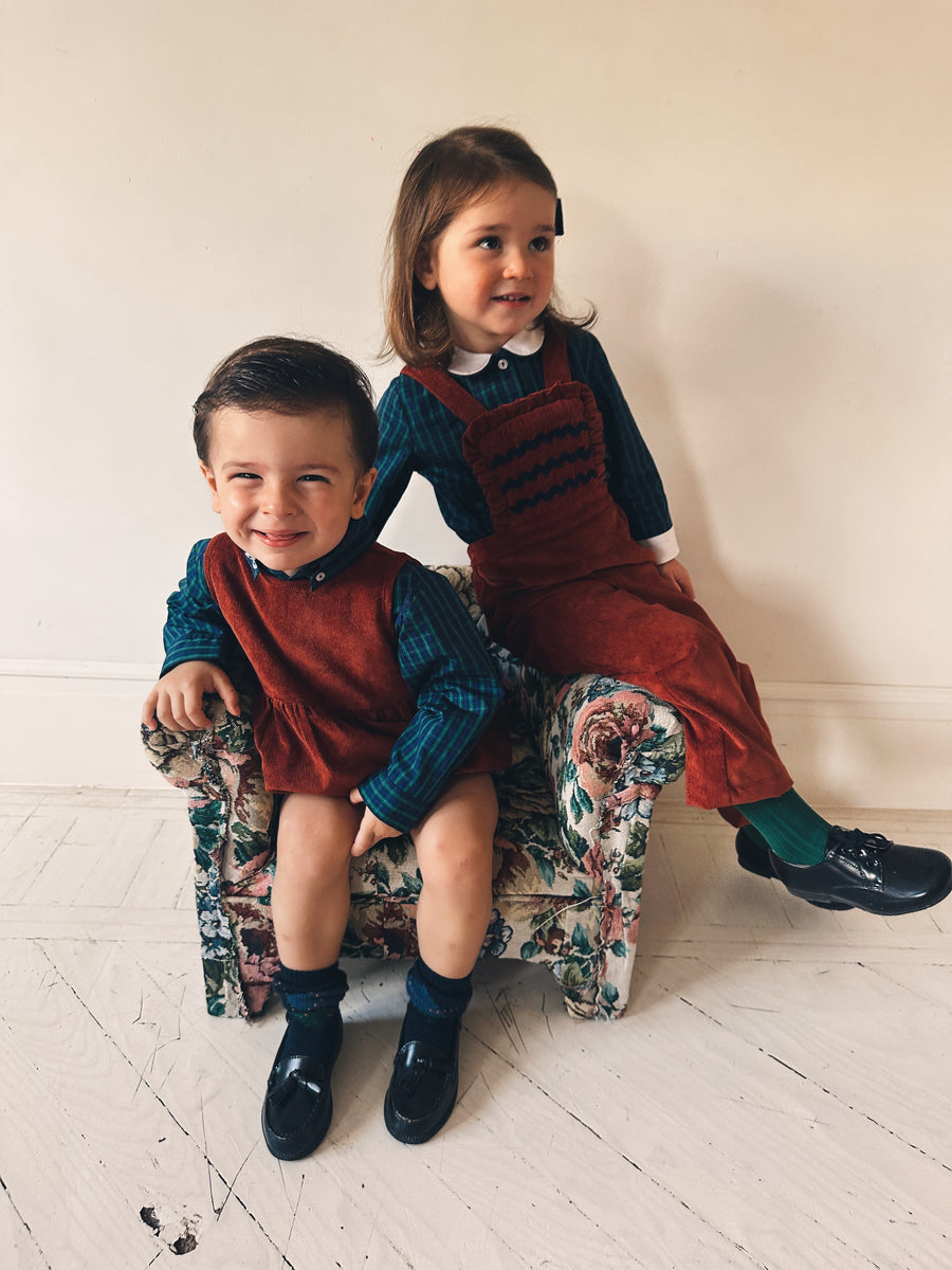 Polera Escocés Popelín Azul