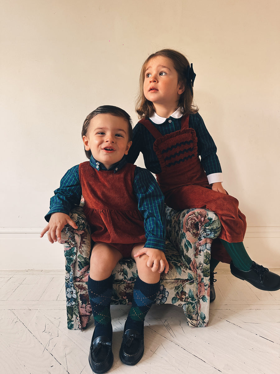 Polera Escocés Popelín Azul