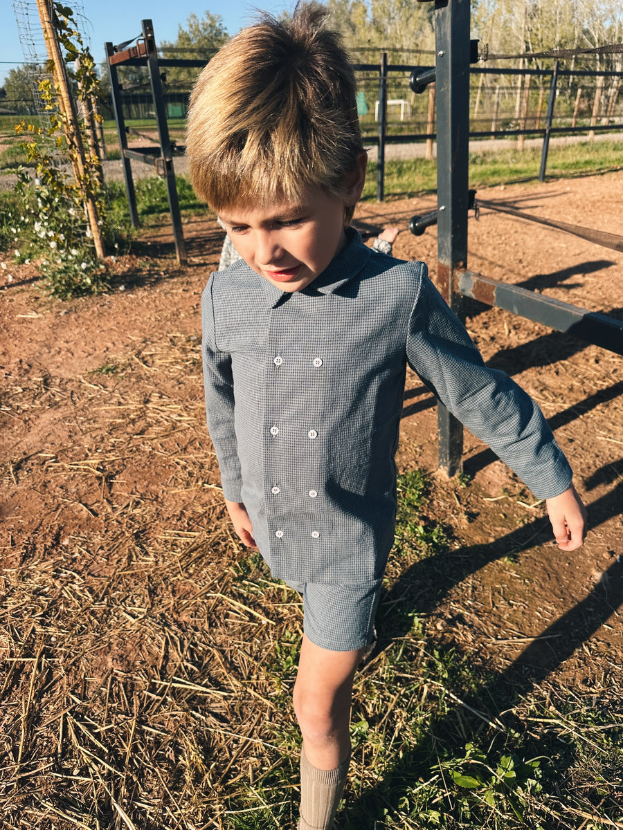 Pantalón Corto Vichy Gris