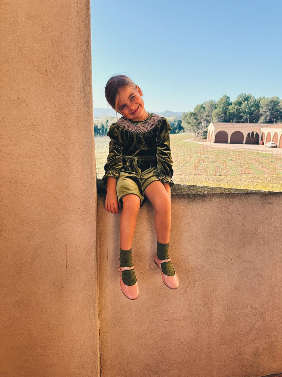 Vestido Smock Terciopelo Verde