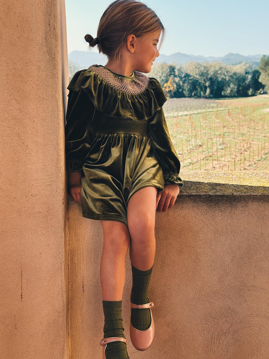 Vestido Smock Terciopelo Verde