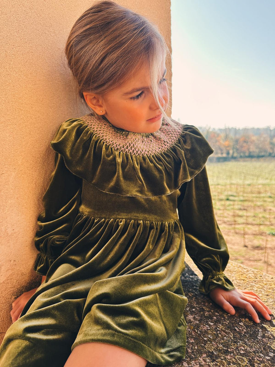 Vestido Smock Terciopelo Verde