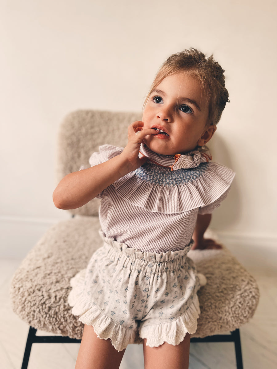 Blusa Smock Rayas Beige