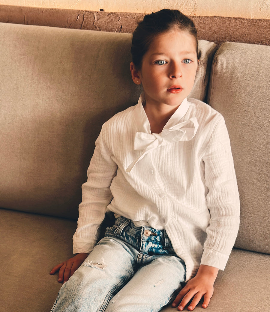 Blusa Lazo Blanca (manga larga)