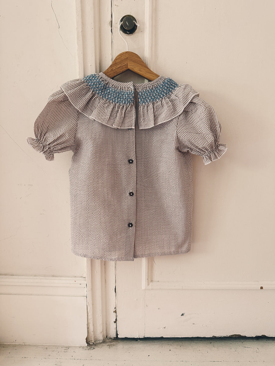 Blusa Smock Rayas Beige