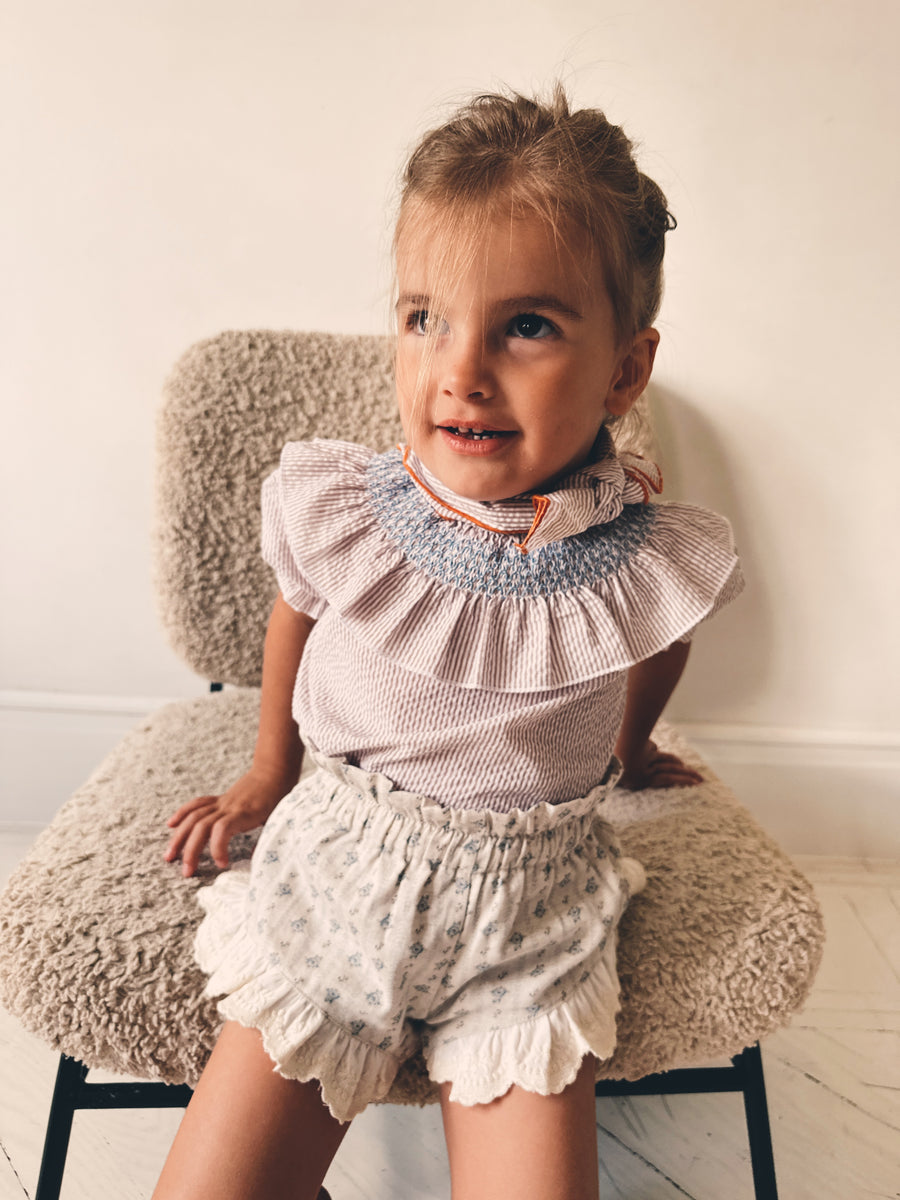 Blusa Smock Rayas Beige