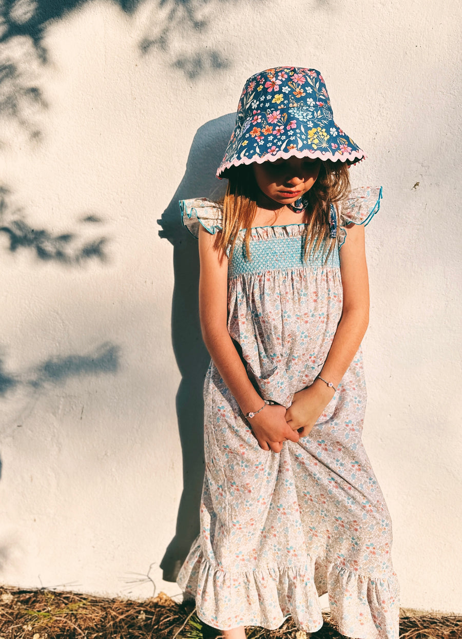 Vestido Midi Flores Turquesa (6A-12A)