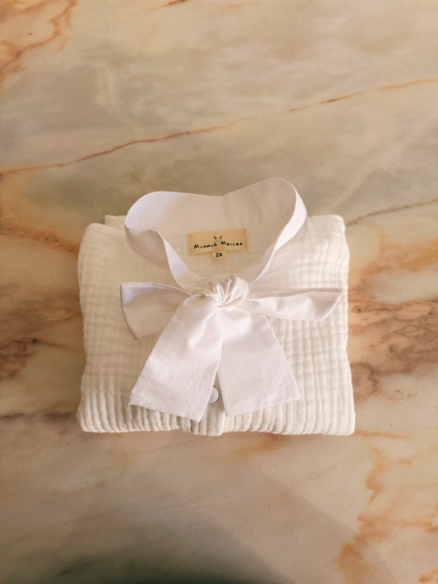 Blusa Lazo Blanca (manga larga)