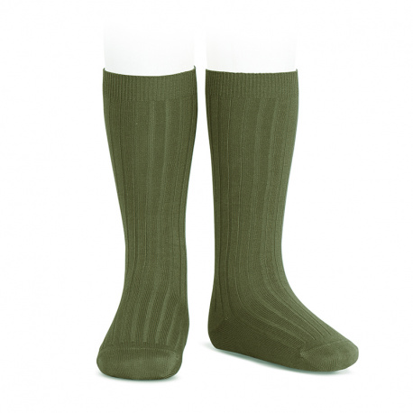 Calcetín alto canalé Cóndor -  Kaki