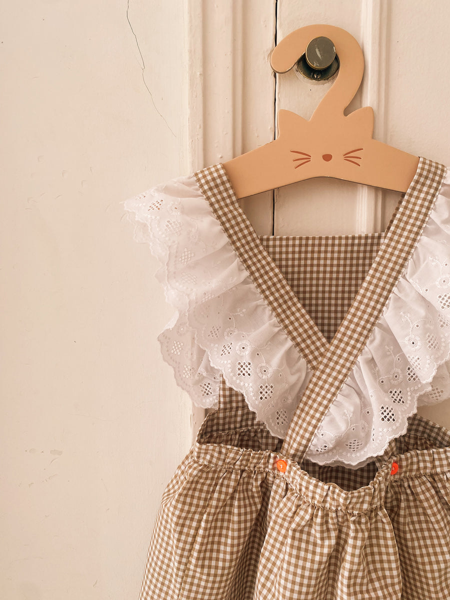 Vestido Volantes Vichy Beige