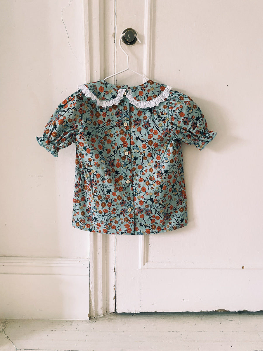 Blusa Flores Verde Agua