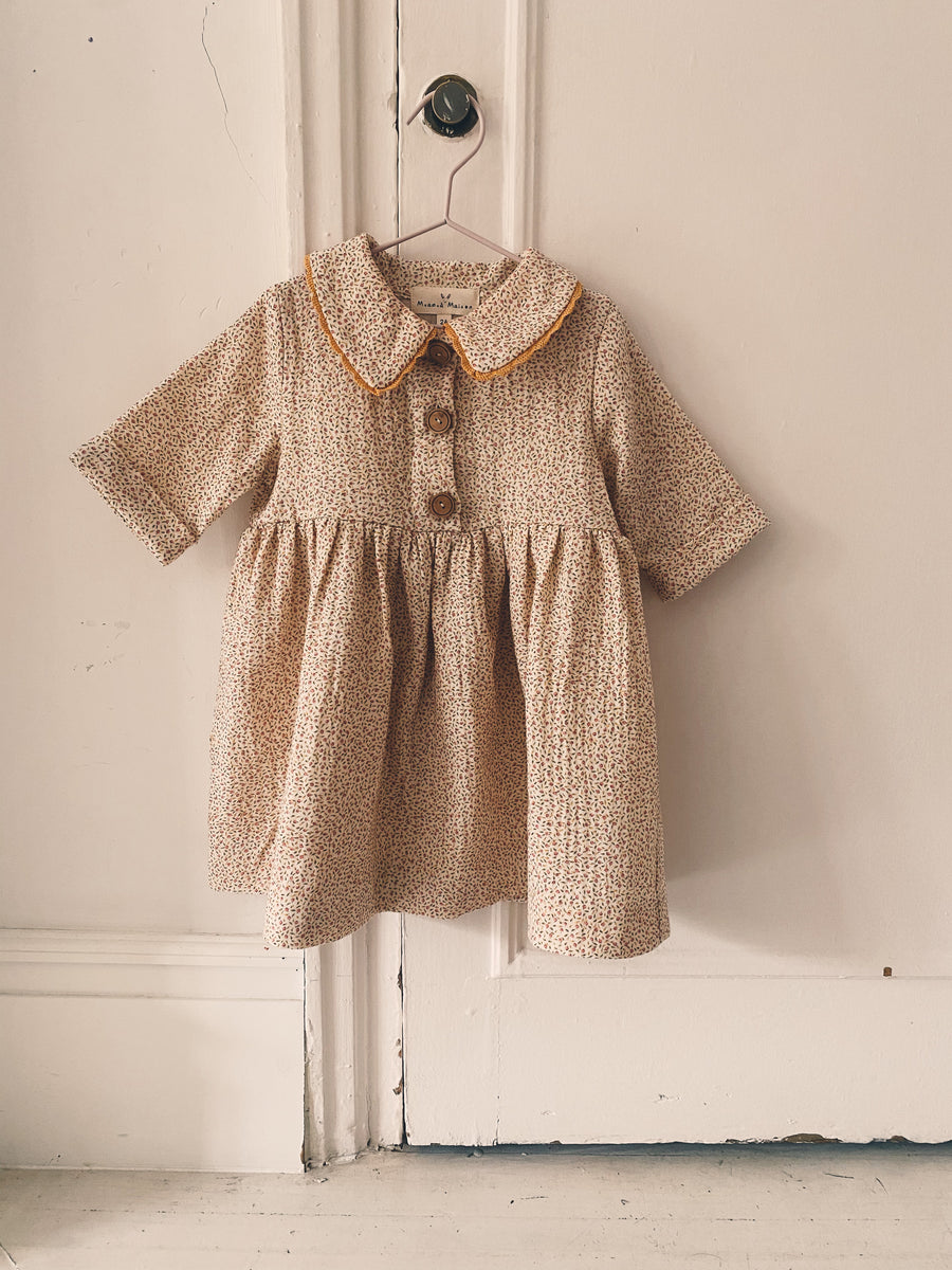 Vestido Bobo Flores Mostaza
