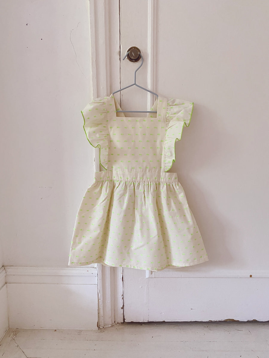 Vestido Volantes Topitos Verde Flúor