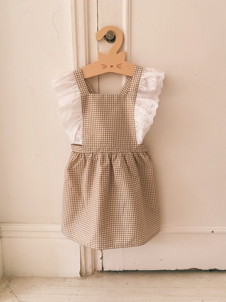Vestido Volantes Vichy Beige