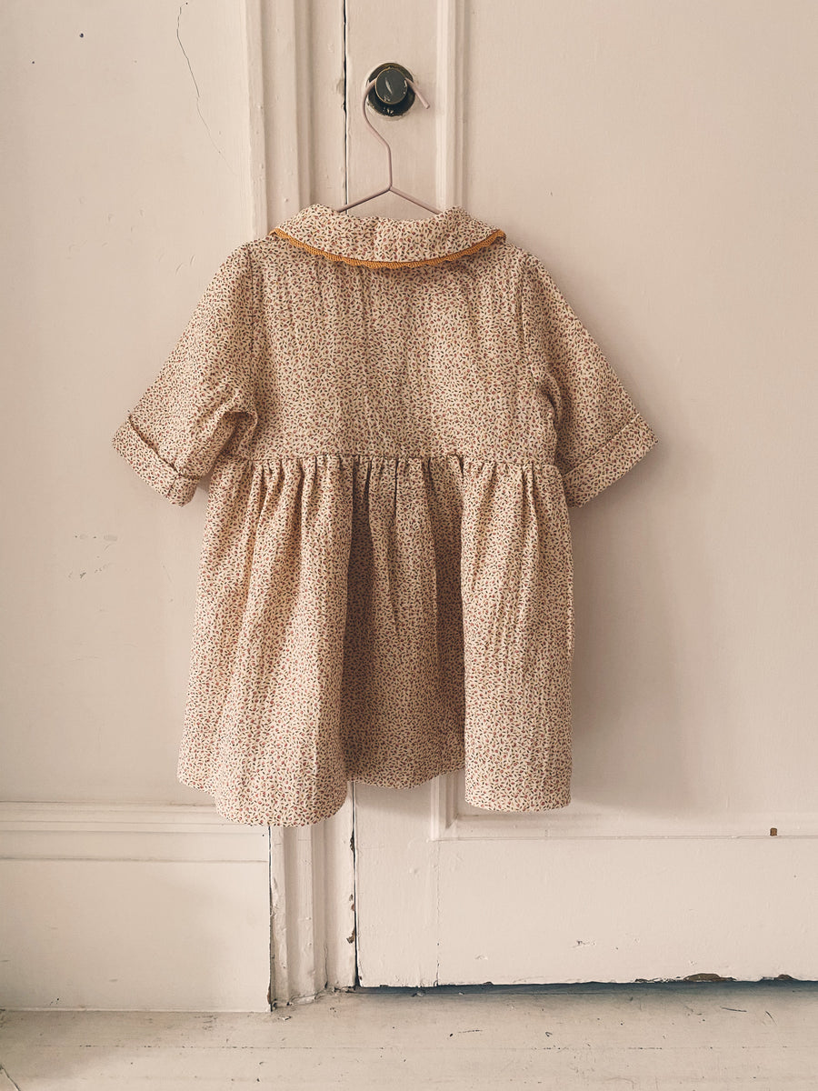 Vestido Bobo Flores Mostaza