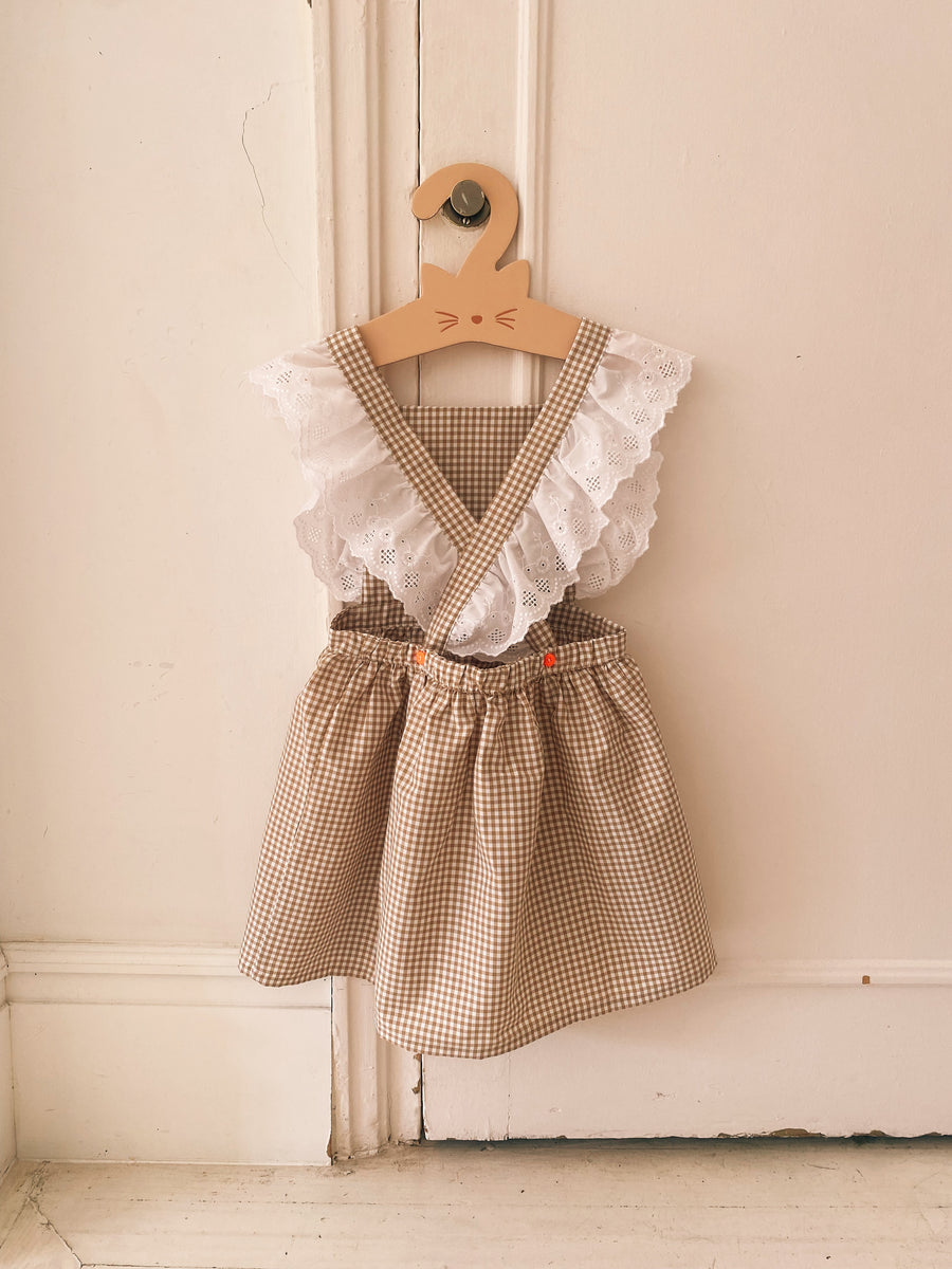 Vestido Volantes Vichy Beige